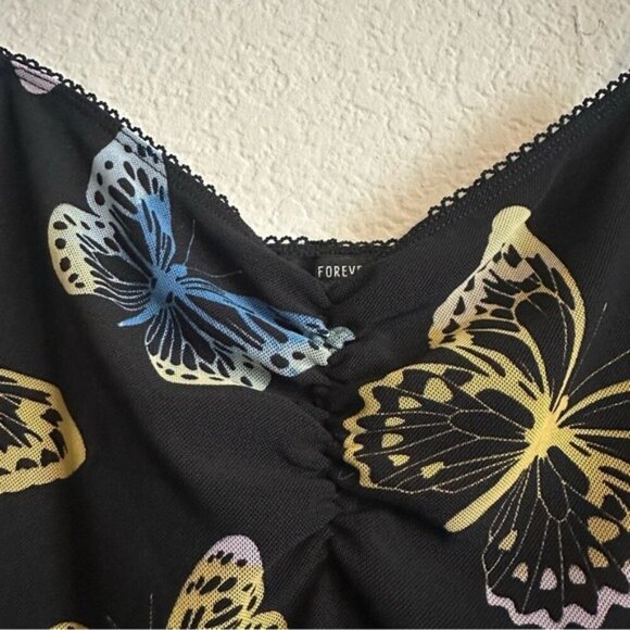 Y2K Forever 21 Juniors Mesh Printed Cami  Bodycon Dress Size M Butterfly Print - Picture 10 of 14